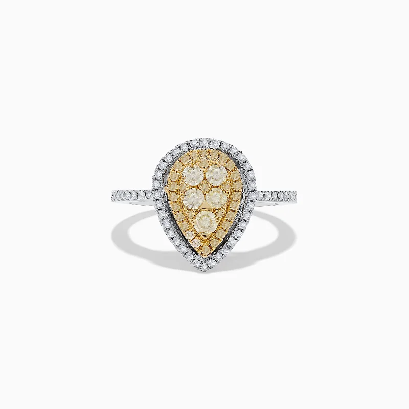 Wedding bands for women-Canare 14K Two Tone White and Yellow Diamond Ring