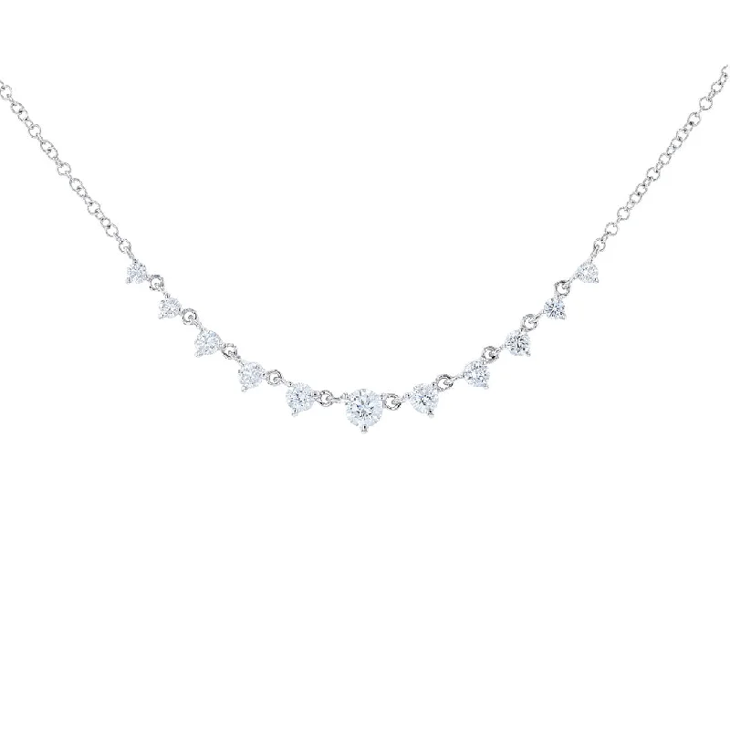 Custom Birthstone Pendant Necklaces -White Gold Diamond Smile Necklace