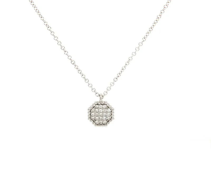 Silver Name Necklaces -New Gabriel & Co. 0.11ctw Pave Diamond Octagon Pendant Necklace in 14K