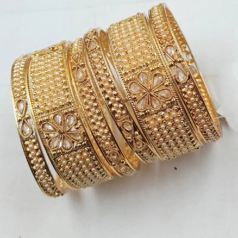 Luxury Bangles With Simple Design-Padmawati Bangles Gold Plated Crystal Stone Bangles Set