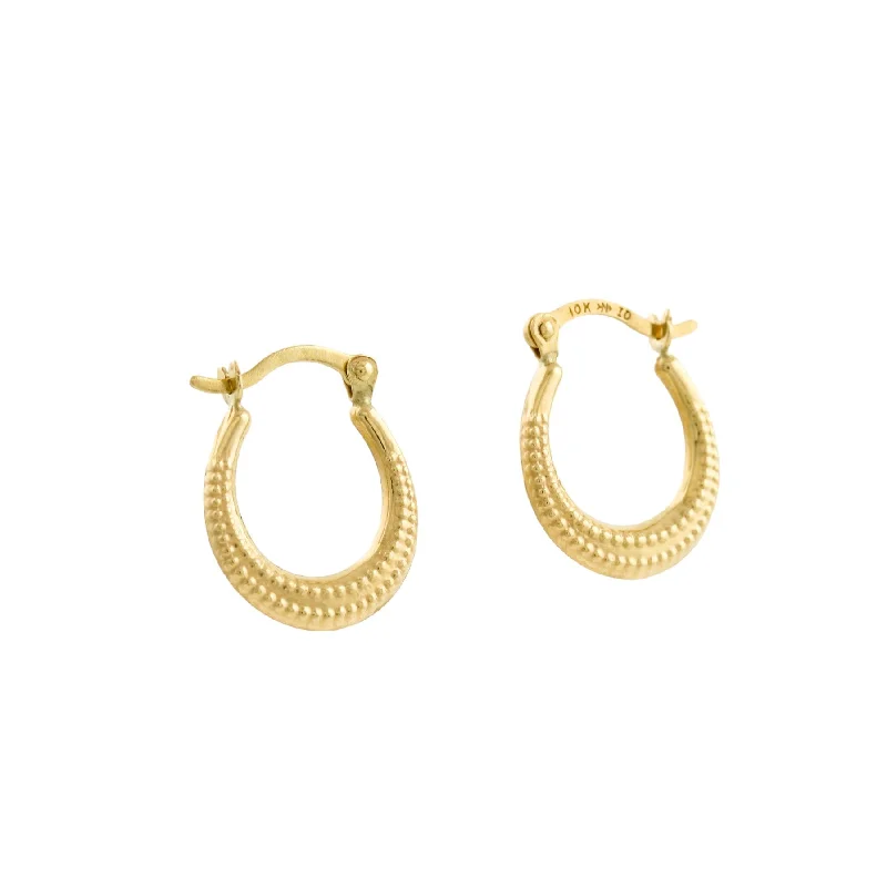 Gemstone Hoop Earrings-10K Gold x Seashell Creole Hoops