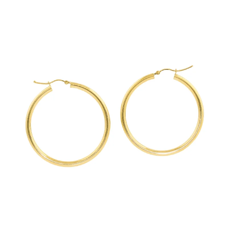 Sterling Silver Earrings-14k Gold x 4mm Perfect Tube Hoop