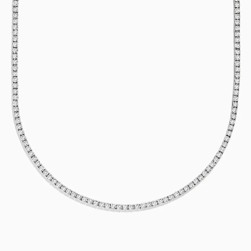 Heart-Shaped Necklaces -Pave Classica 14k White Gold Diamond Tennis Necklace 9.94 TCW