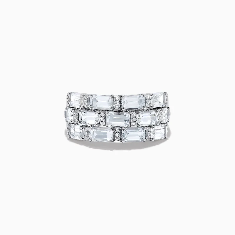 Handmade rings-14K White Gold White Sapphire and Diamond Ring