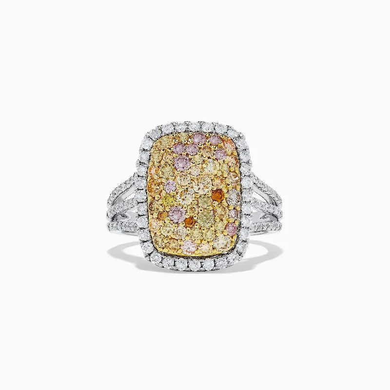 Stackable diamond rings-14K Two Tone Gold Yellow and White Diamond Ring, 1.60 TCW