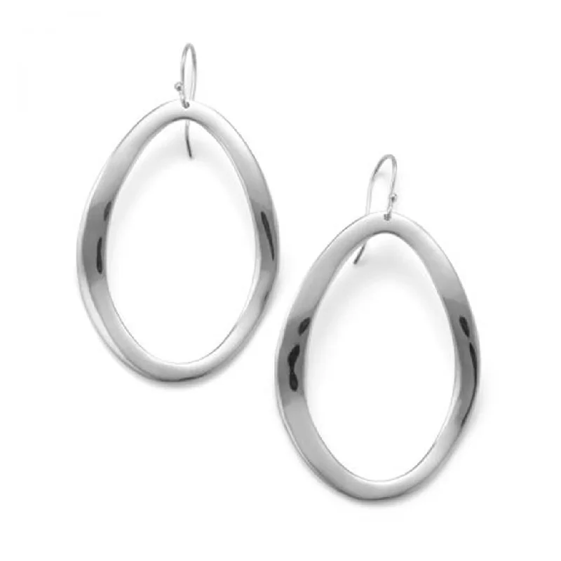 Trendy Gold Earrings-Ippolita Classico Wavy Oval Drop Earrings in Sterling Silver