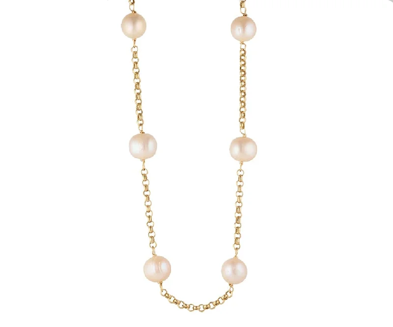 Necklaces for Men -Rajoi Cultured Pearl Station Necklace in 18K