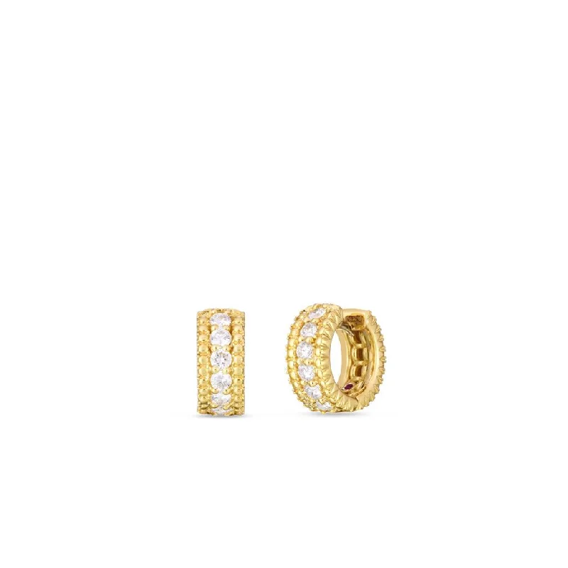 Green Earrings-Roberto Coin 18K Yellow Gold Siena Huggie Earrings With Diamonds