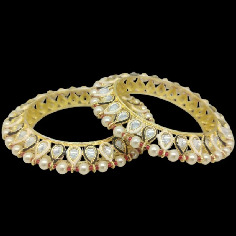 Traditional Bangles With Modern Twist-Amity Arts Gold Plated Kundan Stone  Bangle  (2 Piece)