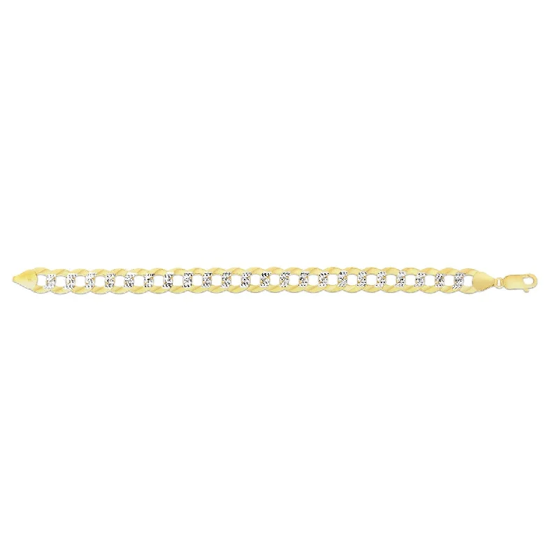 Emerald Necklaces -14kt Gold 24" Yellow+White Finish Pave Curb Link Comfort Pave Curb Necklace with Lobster Clasp CPC280-24