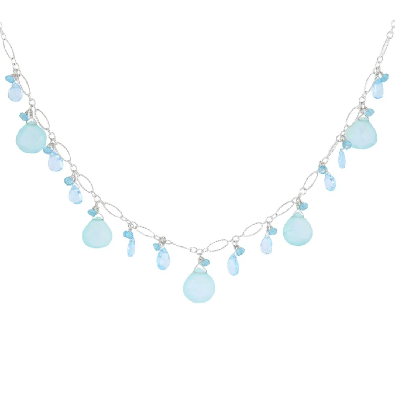 Love Quote Necklaces -Briolette Chalcedony & Blue Topaz Necklace