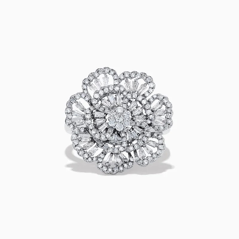 Fashion rings with unique designs-Pave Classica 14K White Gold Diamond Flower Ring