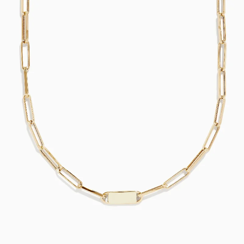 Beach Style Necklaces -14K Yellow Gold 18" Paperclip Mini ID Necklace