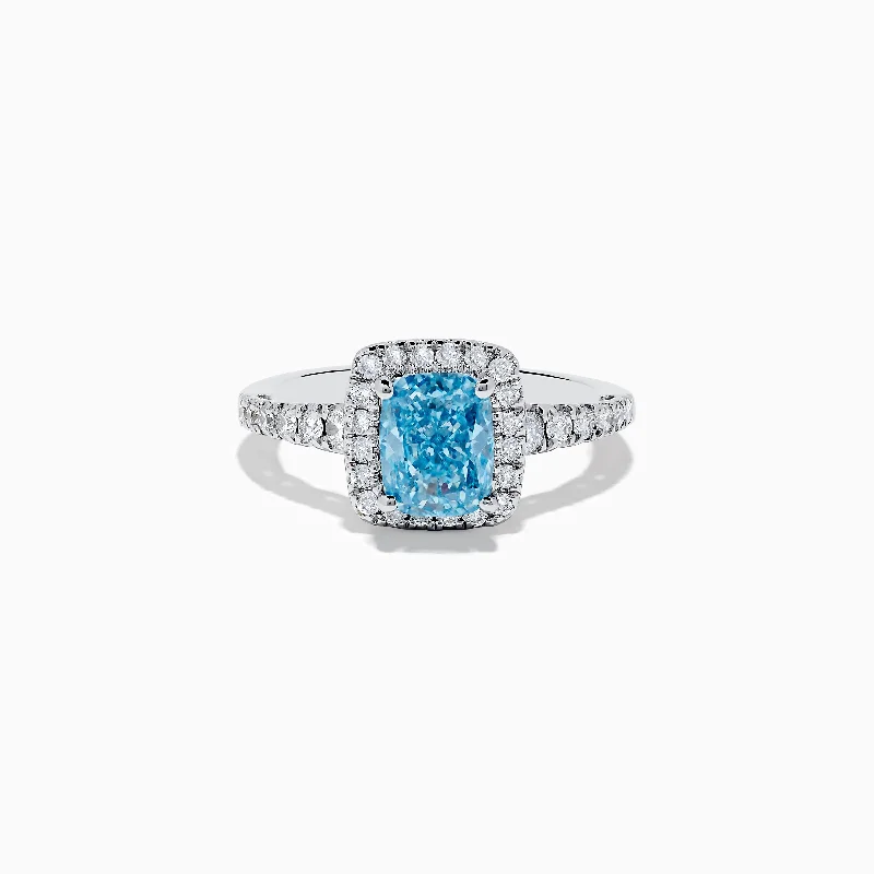 Silver promise rings-Reverie 14K White Gold Lab Grown Blue and White Diamond Ring