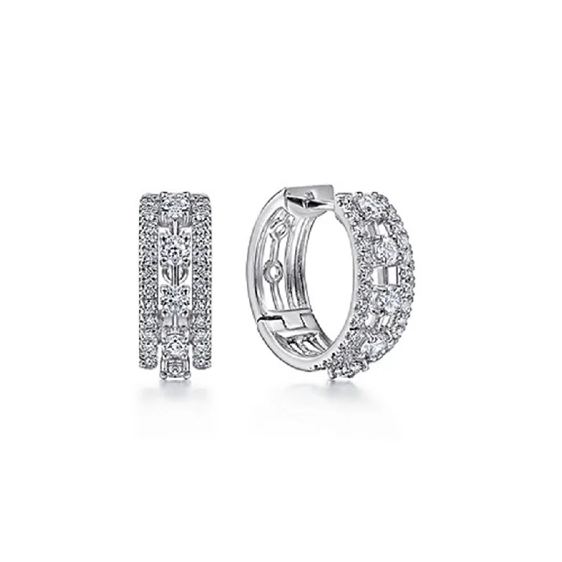 Party Earrings-Gabriel & Co 14K White Gold 15mm Diamond Hoop Earrings - .96cttw