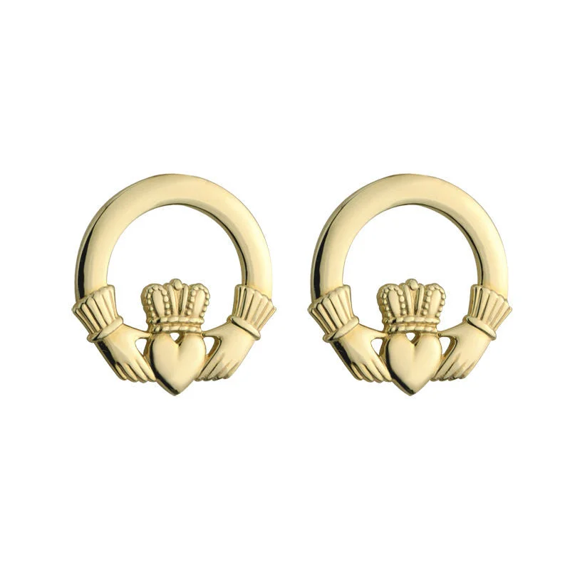 Long Silver Earrings-14k Gold Claddagh Earrings