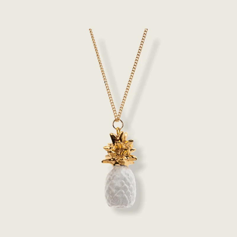 Heart Name Necklaces -Pineapple Charm Necklace white and gold by AndMary