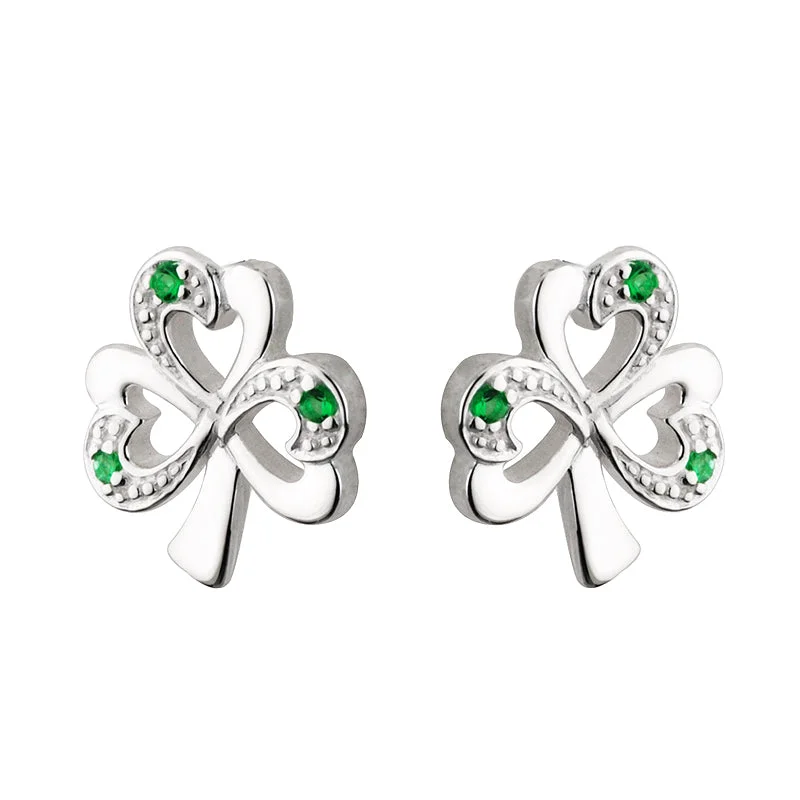 Indian Earrings-Silver Green Shamrock Earrings