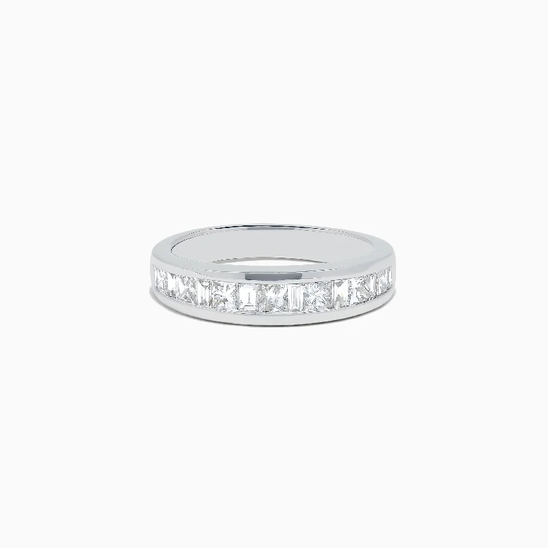 Custom rings with unique settings-14K White Gold Channel Set Diamond Band, 1.00 TCW