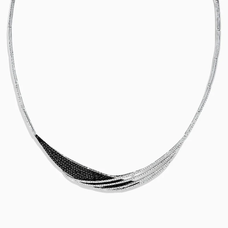 Layered Gold Pendant Necklaces -14K White Gold Black and White Diamond Necklace