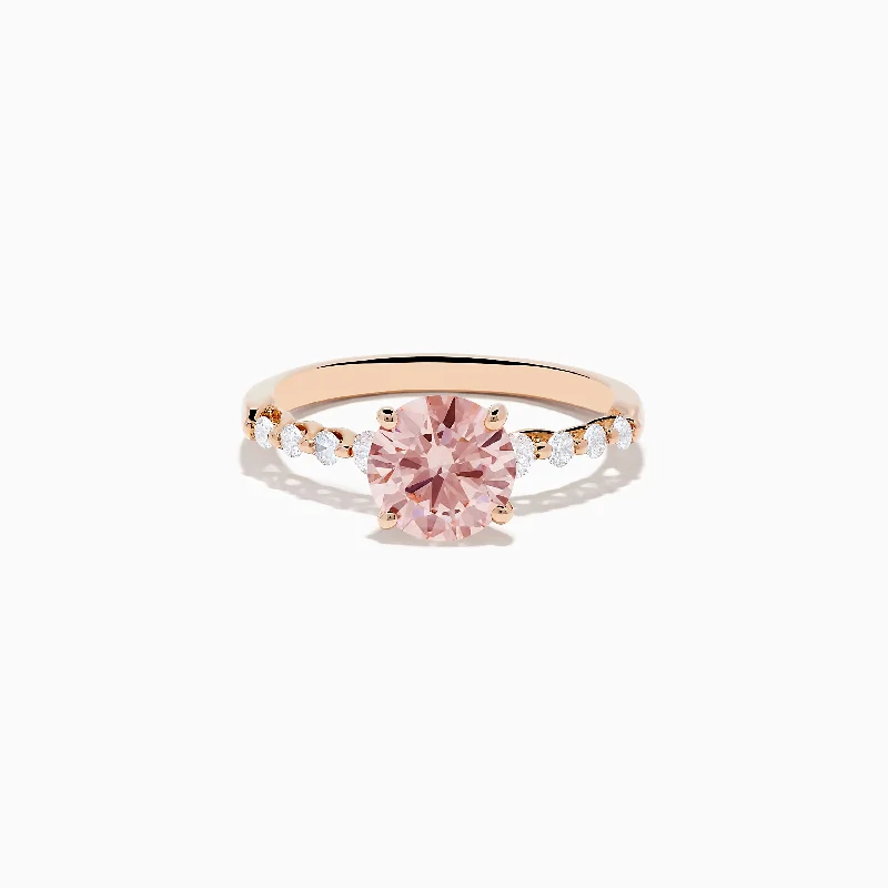 Couples rings with engravings-Reverie 14K Rose Gold Lab Grown Pink and White Diamond Ring