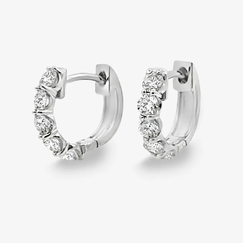 Drop Earrings-Prong set 0.85CT Huggie Earrings