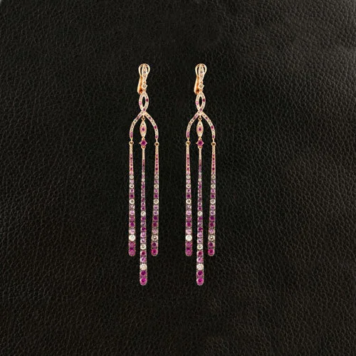 Square Earrings-Multi-color Sapphire Dangle Earrings