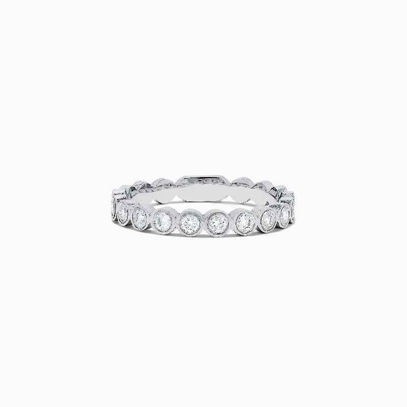 Personalized wedding bands with initials-14K White Gold Diamond Band, 0.29 TCW