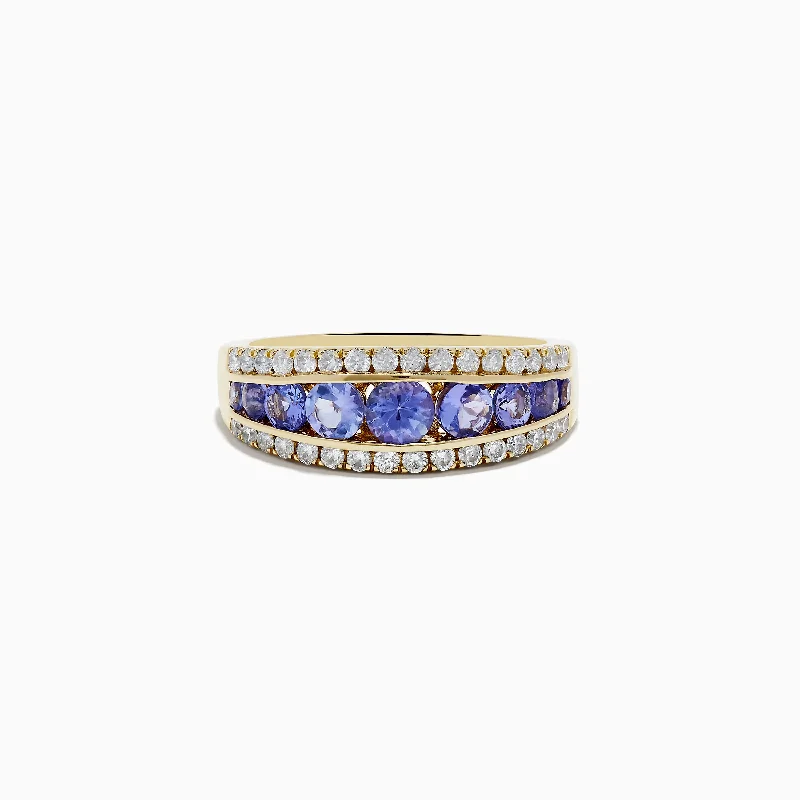 Pearl rings-Nahla Siri 14K Yellow Gold Tanzanite and Diamond Ring