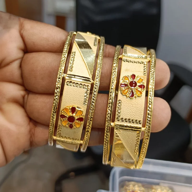 Simple Gold Bangles For Everyday Wear-Pari Art Jewellery Forming Bangle Set