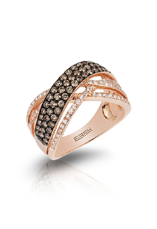 Promise rings for him-14K Rose Gold Espresso & White Diamond Ring, .90 TCW