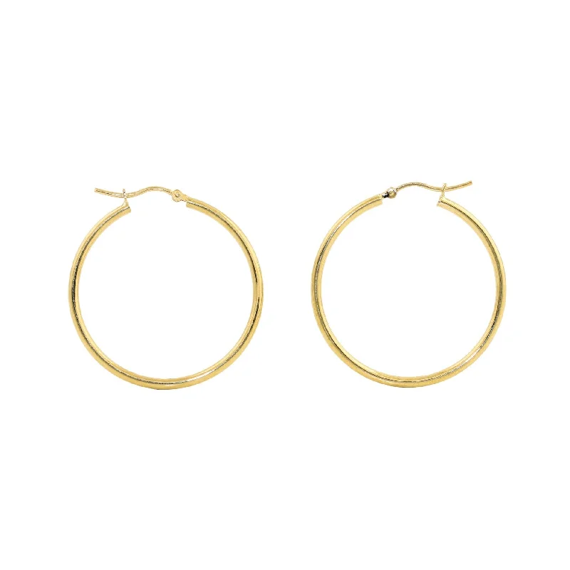 Beaded Hoop Earrings-14k Gold x 2mm Slim Round Tube Hoops