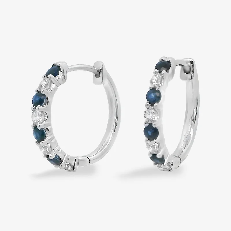 Green Drop Earrings-0.45CT Sapphire & Diamond Huggie Earrings