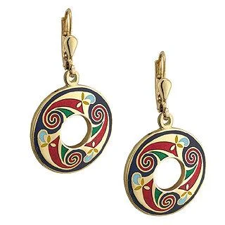 Gold And Pearl Earrings-Gold Plated Celtic Round Earrings