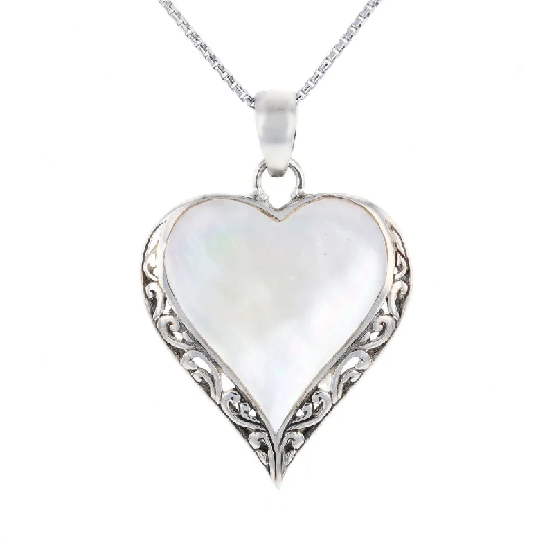 Custom Star Necklaces -Silver Mother of Pearl Heart Necklace