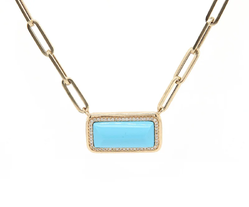 Rose Quartz Necklaces -New Frederic Sage 4.89ct Turquoise and 0.16ctw Diamond Pendant Necklace in 14K