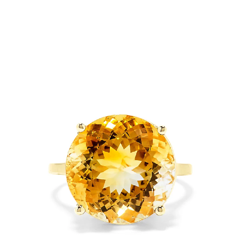 Personalized wedding bands-14K Yellow Gold Citrine Ring, 12.54 TCW