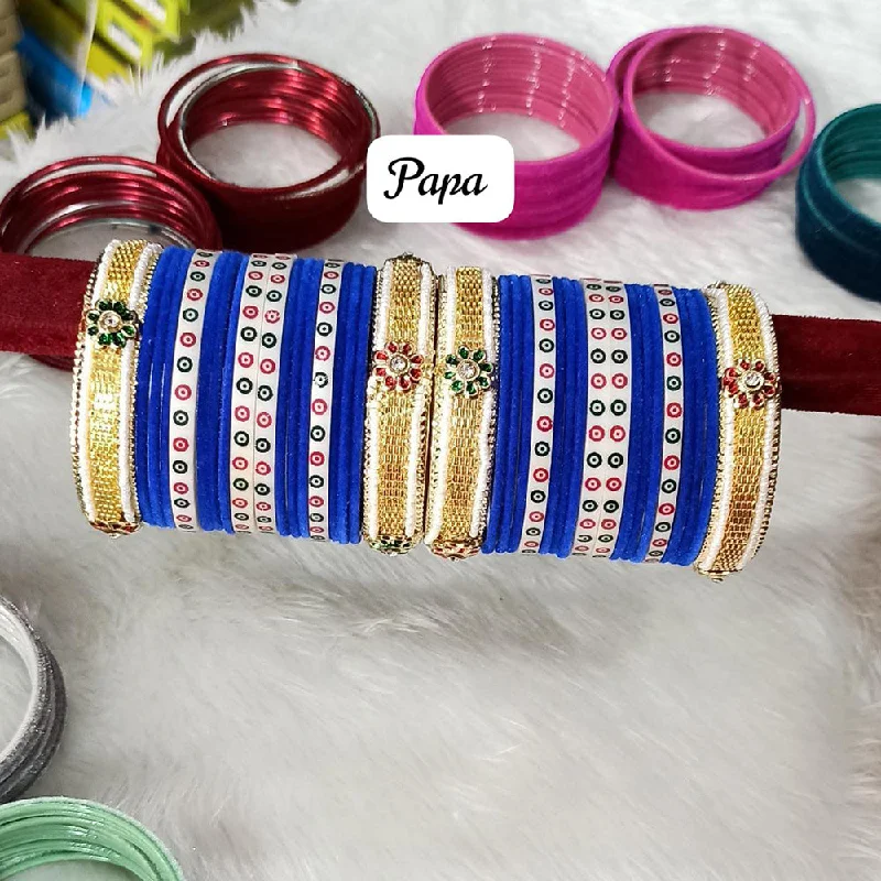 Party Bangles For Special Events-Pooja Bangles Gold Plated Velvet Bangle Set