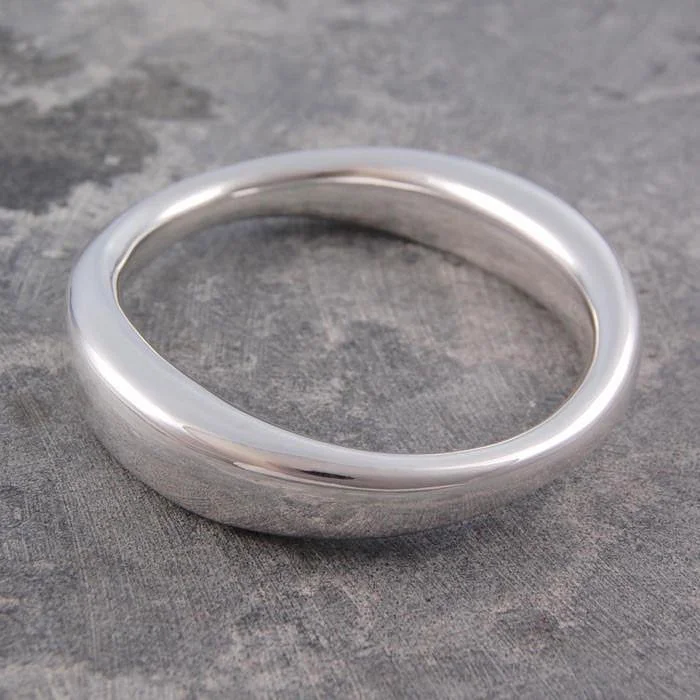 Customized Bangles For Weddings-Flowing Chunky Bangle in Sterling Silver