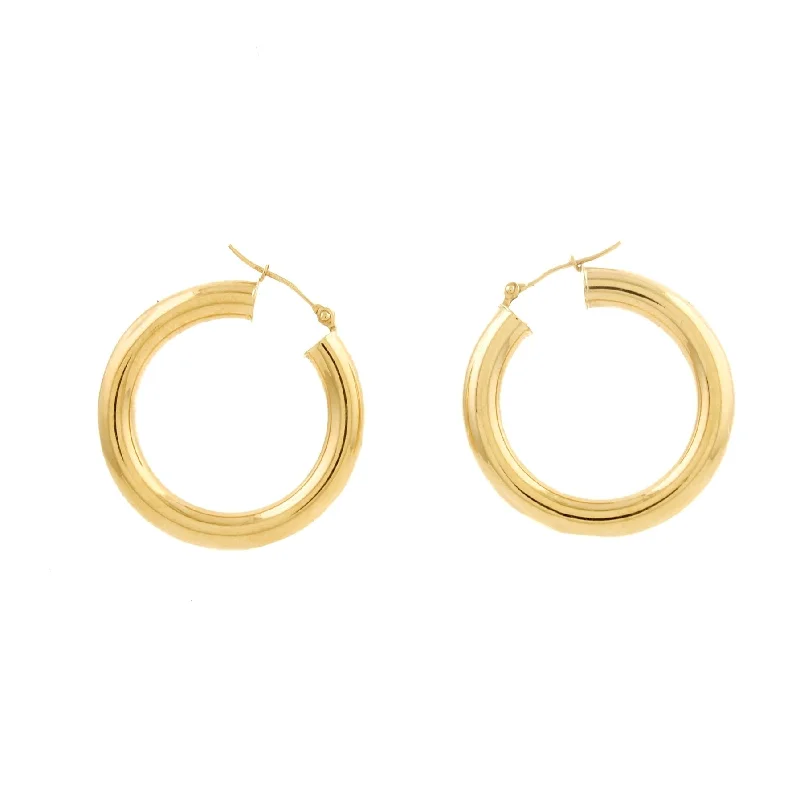 Sterling Silver Hoop Earrings-14k Gold Tube Hoop Earrings