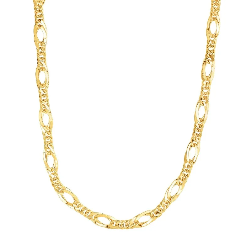 Custom Wedding Necklaces -14kt Gold 18" Yellow Finish Shiny Oval Necklace with Lobster Clasp NCK3629-18