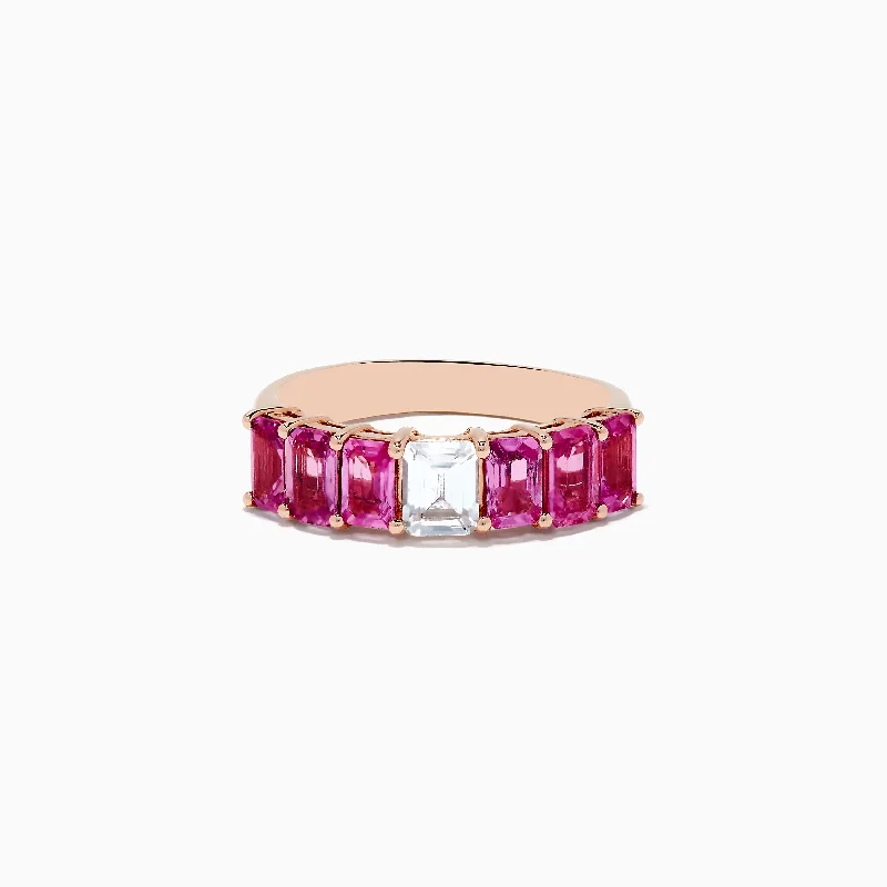 Gold rings-14k Rose Gold Pink and White Sapphire Ring