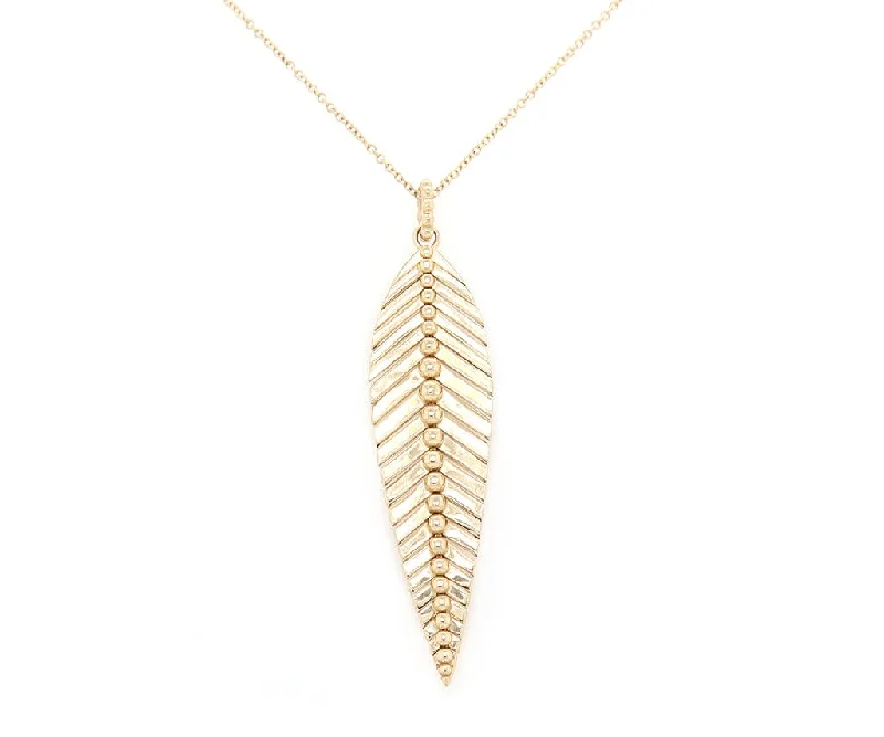 3D Necklaces -New Gabriel & Co. Bujukan Leaf Pendant Necklace in 14K