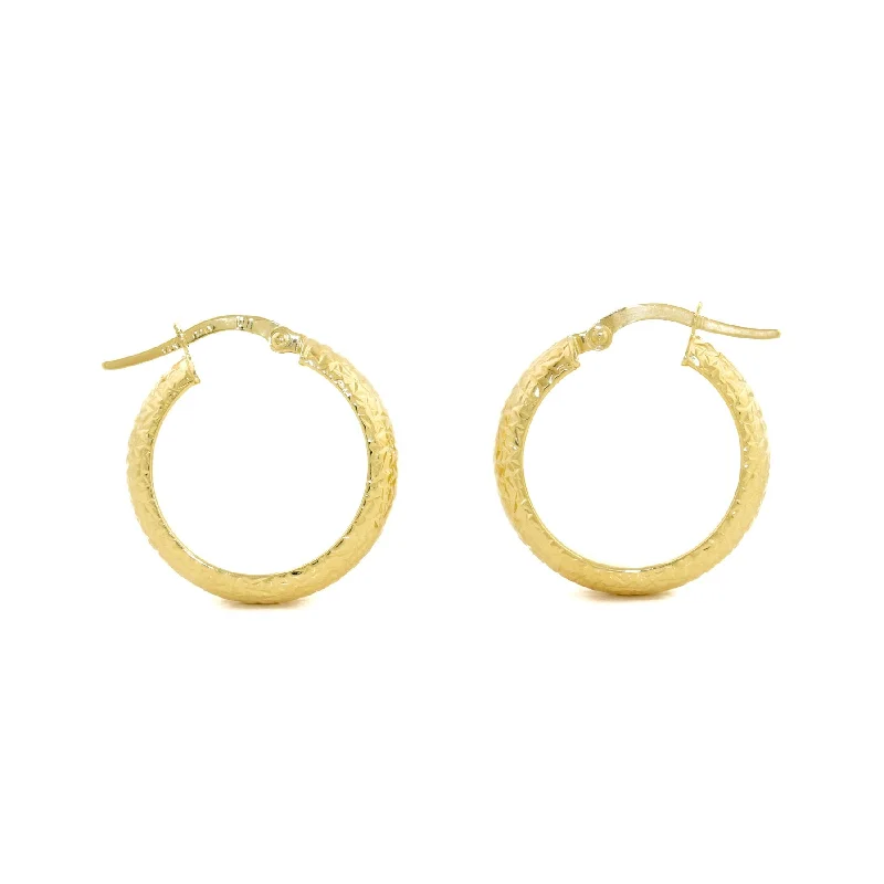 Big Earrings-14k Gold x 4mm Textured Huggie Hoops