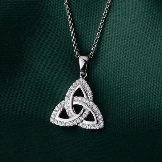 Adjustable Pendant Necklaces -Cubic Zirconia Trinity Knot Pendant