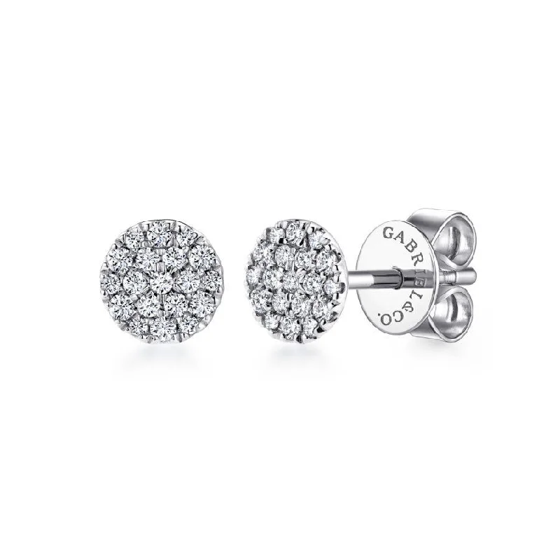 Contemporary Earrings-Gabriel & Co. - EG12967W45JJ - 14K White Gold Round Pave Diamond Stud Earrings