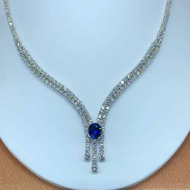 Princess Necklaces -Diamond and Sapphire Necklace