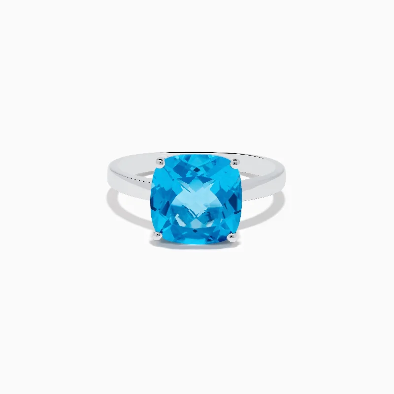 Simple platinum rings-Ocean Bleu 14K White Gold Blue Topaz Ring