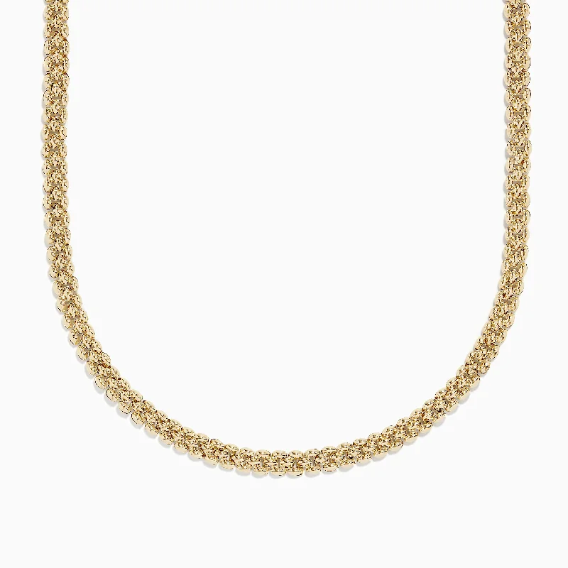 Fashionable Silver Necklaces -14K Yellow Gold 18" Oval Beads Necklace