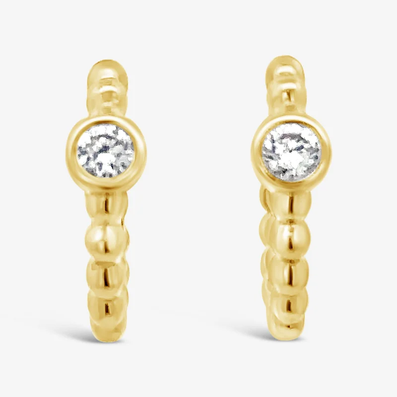 Chic Gold Earrings-Bead It 0.10CT Round Diamond Huggie Earrings